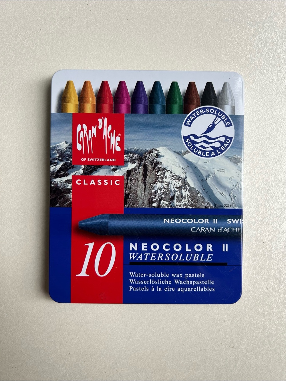 CARAN D’ACHE NEOCOLOR II Watersoluble Wax Pastels - 10 Color Set (Multicolor)